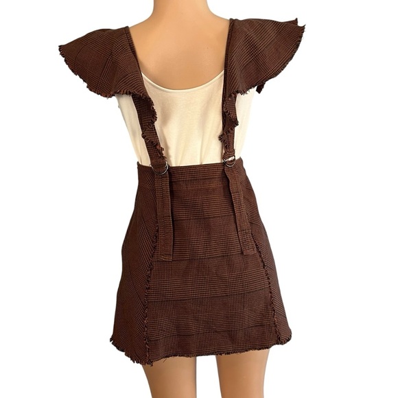 Free People Rowan Plaid Pinafore Skirt Brown - Picture 7 of 9